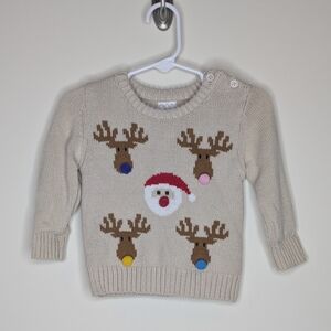 Holiday Time Reindeer Santa Sweater 12m